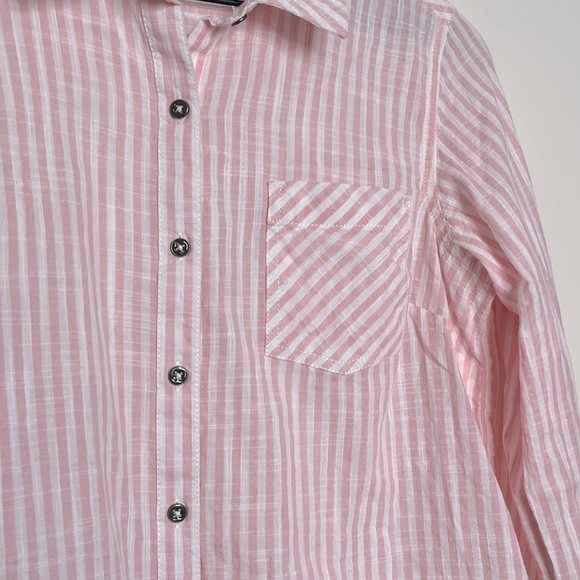 Natural Reflections Long Sleeve Button Down Pink Stripe Shirt 100% Cotton Size S - Picture 3 of 6